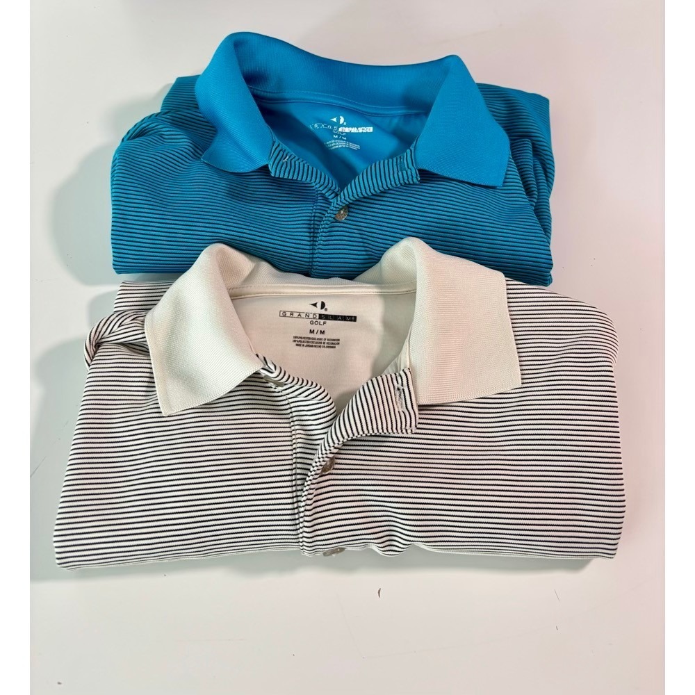 Lot of 2 Grand‎ Slam Golf Mens Polo Shirt Size M Teal Dadcore Weekend Athleisure